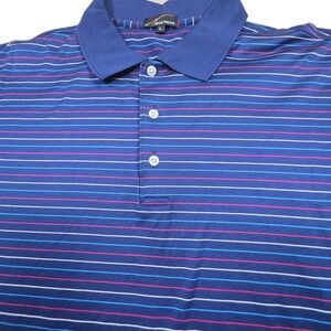 Nick Price Polo Shirt Blue Red‎ Gray Size Large Sleeve Logo Golf